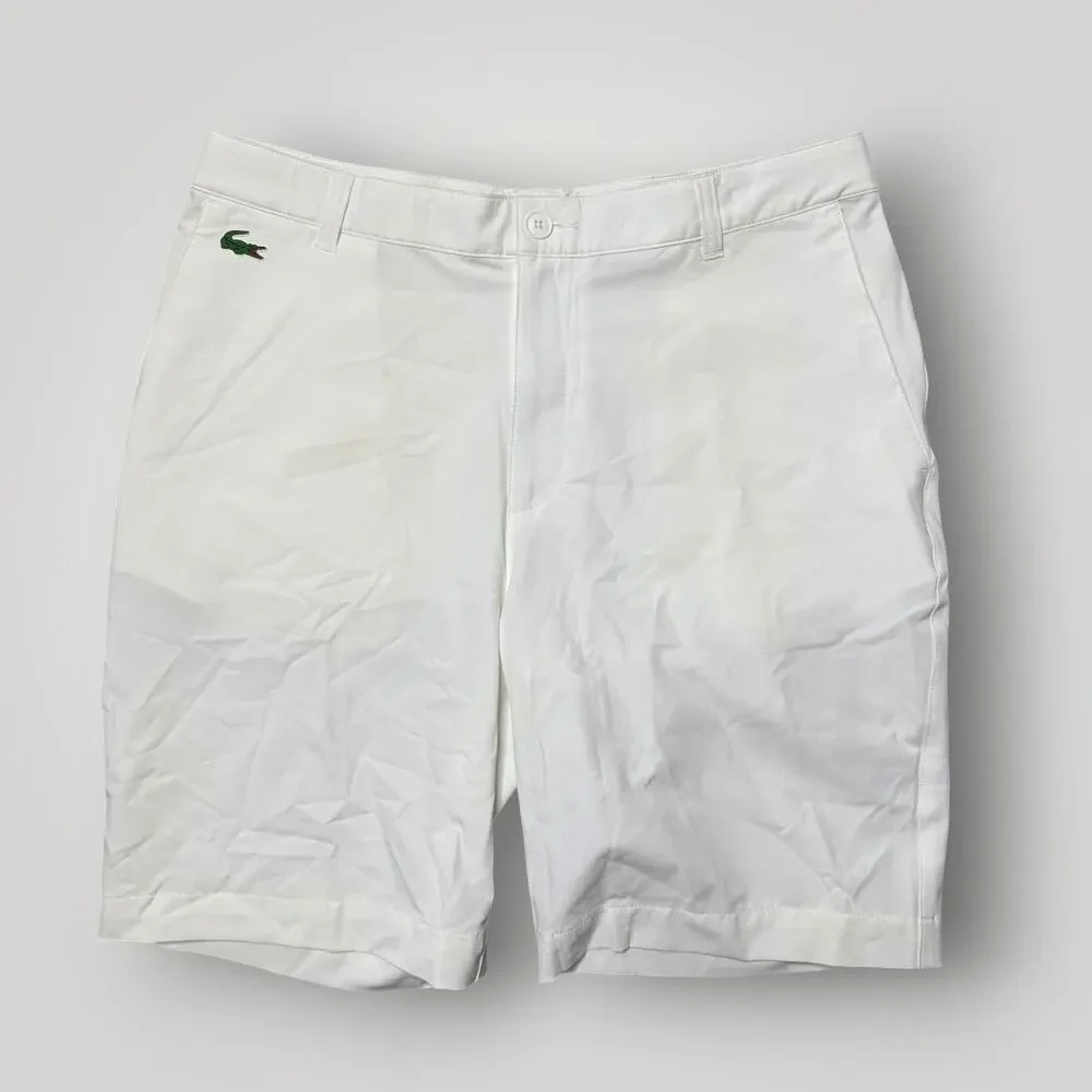 Lacoste Sport White Golf Shorts Men’s Size 34 Stretch Performance Flat Front NWT - Picture 2 of 9